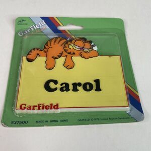 NEW Vintage Garfield Name Plate Carol 1978 RARE, Sealed, Yellow